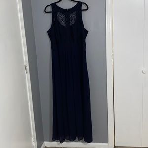 City Chic Paneled Bodice Maxi Dress in navy lace and chiffon (Size 20)